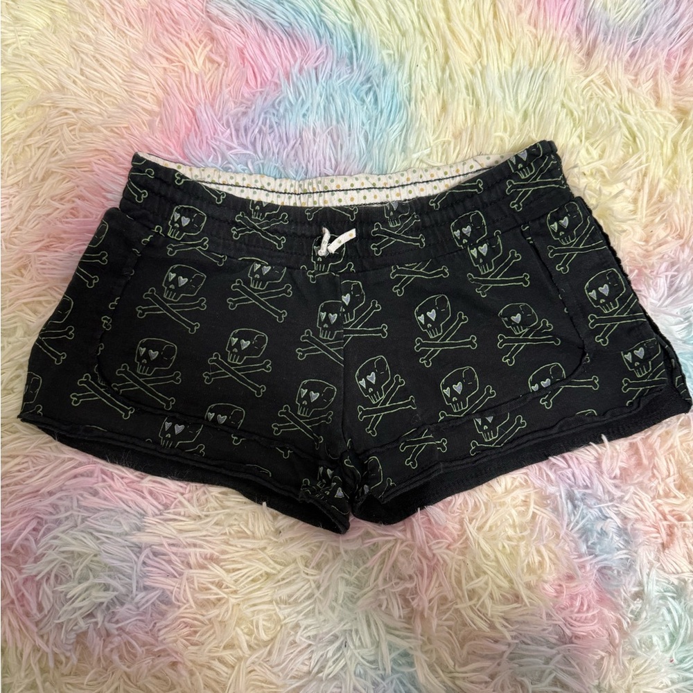 Skull Print Black Shorts